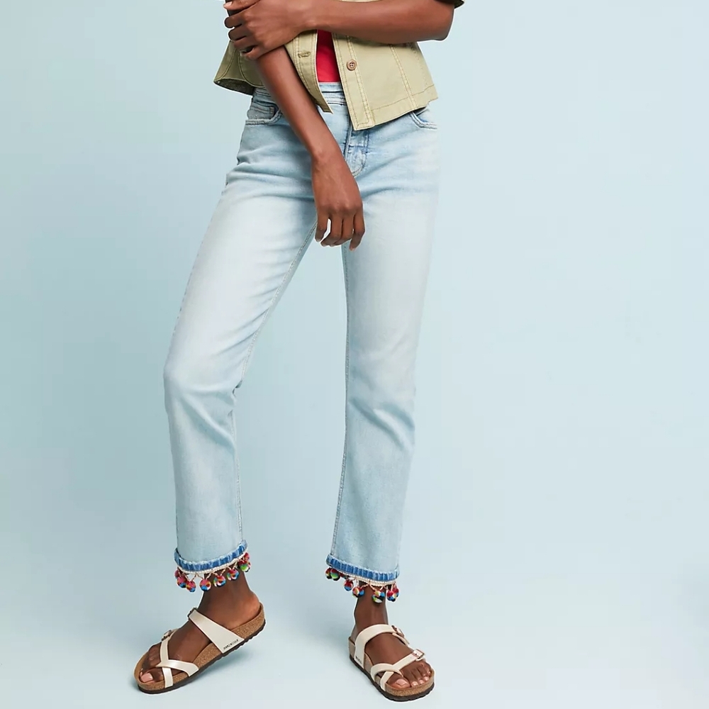 Anthropologie Pilcro Pommed High-Rise Slim Straight Medium Wash Jeans Size 28